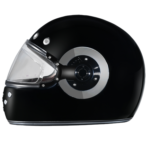 D.O.T. & ECE Daytona Retro Full Face Motorcycle Helmet: Vintage Style for Men, Women, & Youth - Hi-Gloss Black w/ Chrome Accents