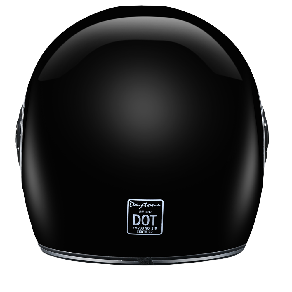 D.O.T. & ECE Daytona Retro Full Face Motorcycle Helmet: Vintage Style for Men, Women, & Youth - Hi-Gloss Black w/ Chrome Accents