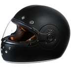 DOT Daytona Retro Full Face Motorcycle Helmet: Vintage Style for Men, Women, & Youth - Dull Black W/ Dull Black Accents