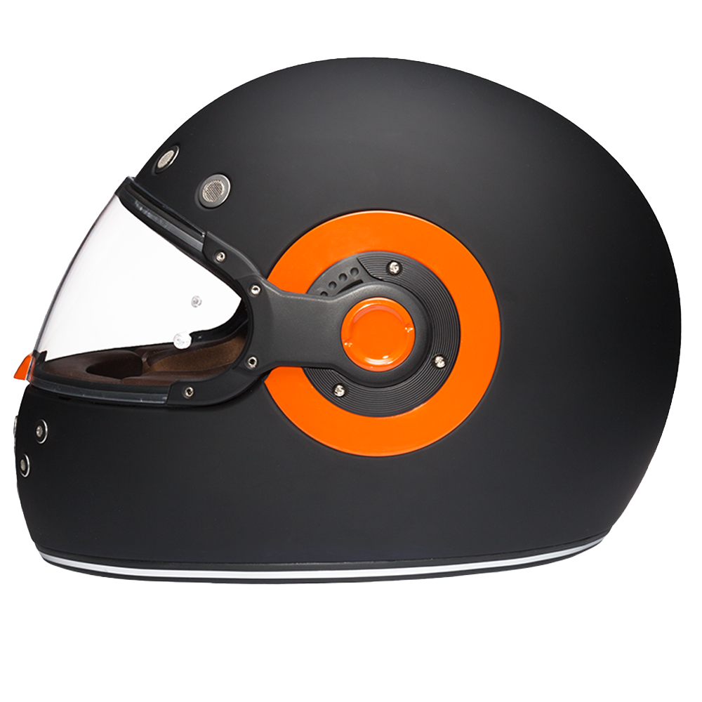 D.O.T. & ECE Daytona Retro Full Face Motorcycle Helmet: Vintage Style for Men, Women, & Youth - Dull Black W/ Orange Accents