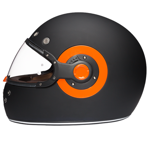 D.O.T. & ECE Daytona Retro Full Face Motorcycle Helmet: Vintage Style for Men, Women, & Youth - Dull Black W/ Orange Accents