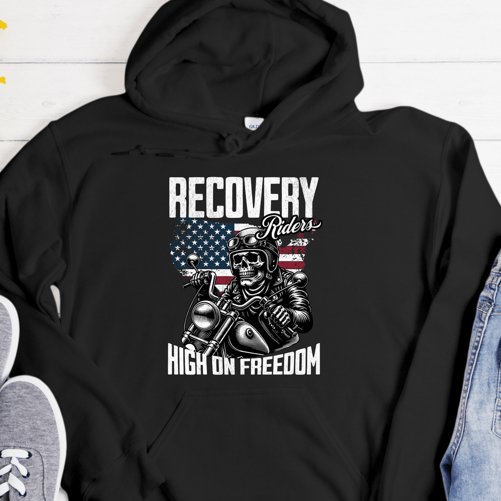 High On Freedom Sobriety Motorcycle Recovery Hoodie