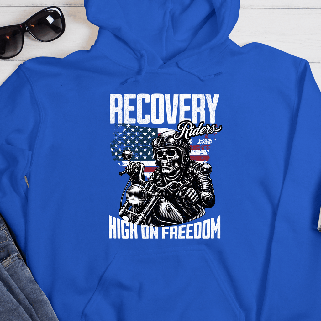 High On Freedom Sobriety Motorcycle Recovery Hoodie