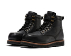 ROCKROOSTER Edgewood Men's 6 Inch Black Steel Toe Wedge Work Boots SAP610BK