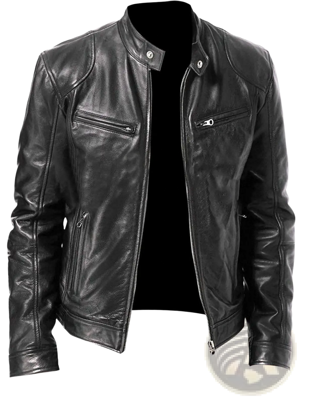 Slim Fit Pu Leather Motorcycle Jacket with Zippers