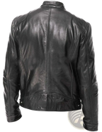 Slim Fit Pu Leather Motorcycle Jacket with Zippers