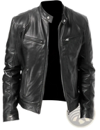 Slim Fit Pu Leather Motorcycle Jacket with Zippers