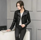 Women's Slim Fit Quilted Faux Leather Motorcycle Jacket