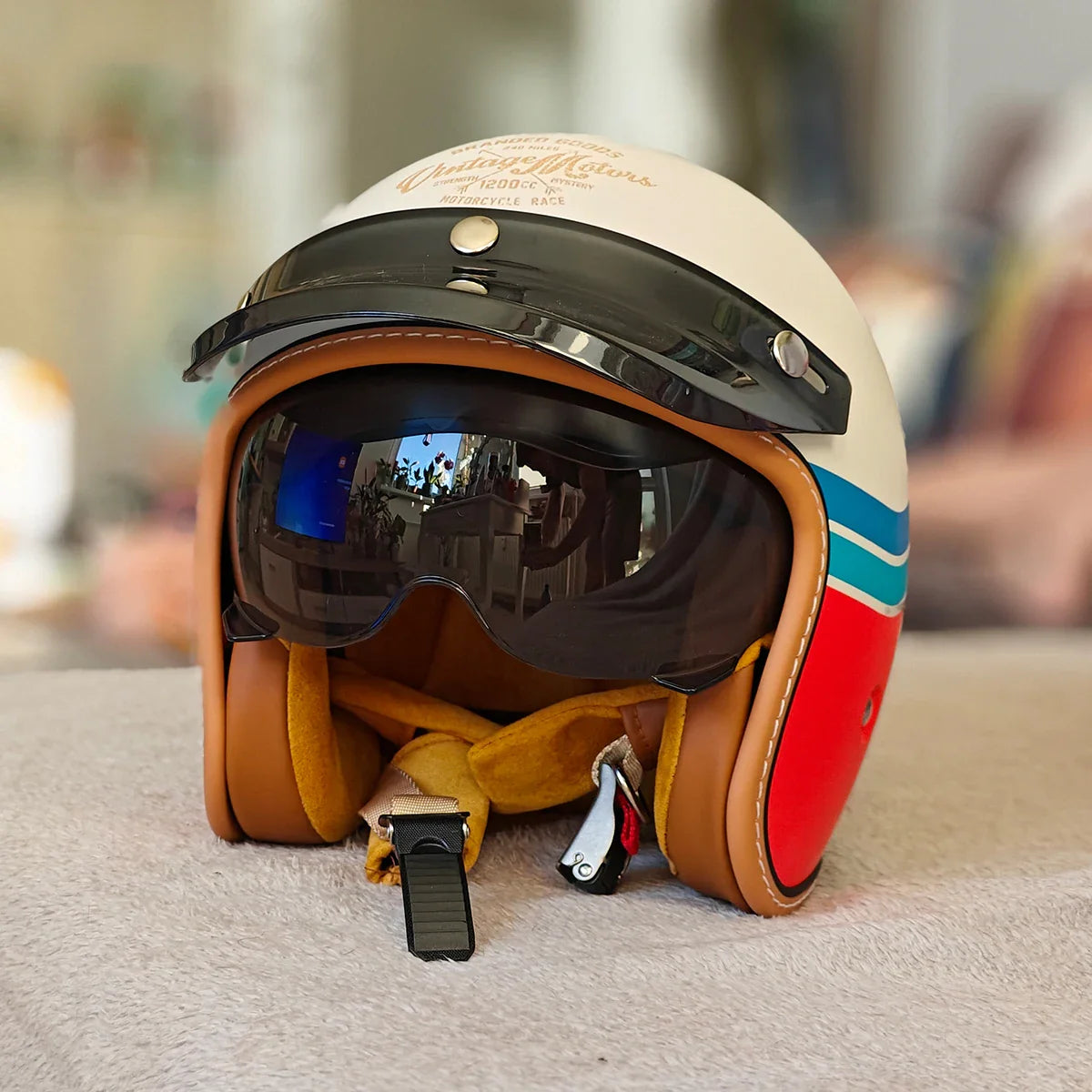 The Street King Vintage Open Face Motorcycle Helmet