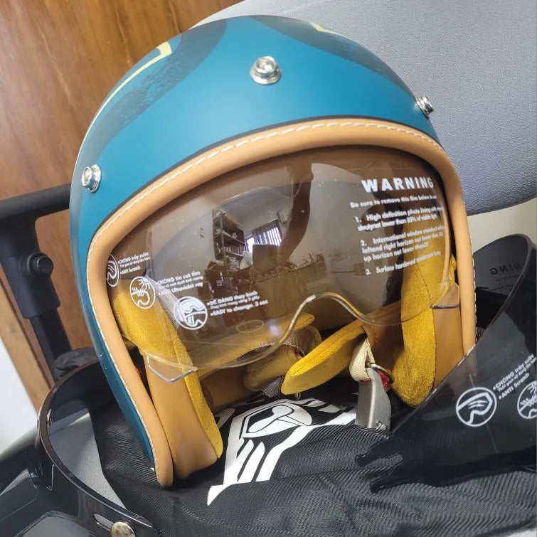 The Street King Vintage Open Face Motorcycle Helmet