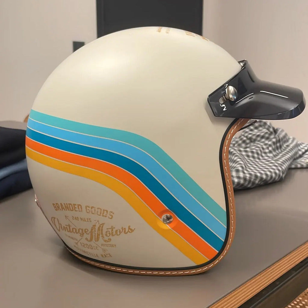 The Street King Vintage Open Face Motorcycle Helmet