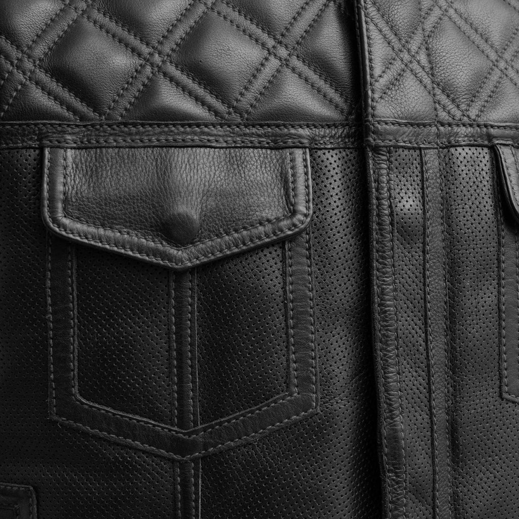 Upside Perforated Men's Club Style Leather Vest