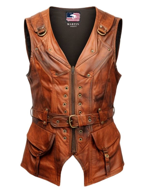 Classic Genuine Leather Motorcycle Vest