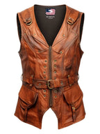 Classic Genuine Leather Motorcycle Vest