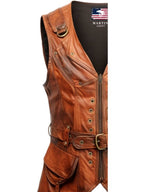 Classic Genuine Leather Motorcycle Vest